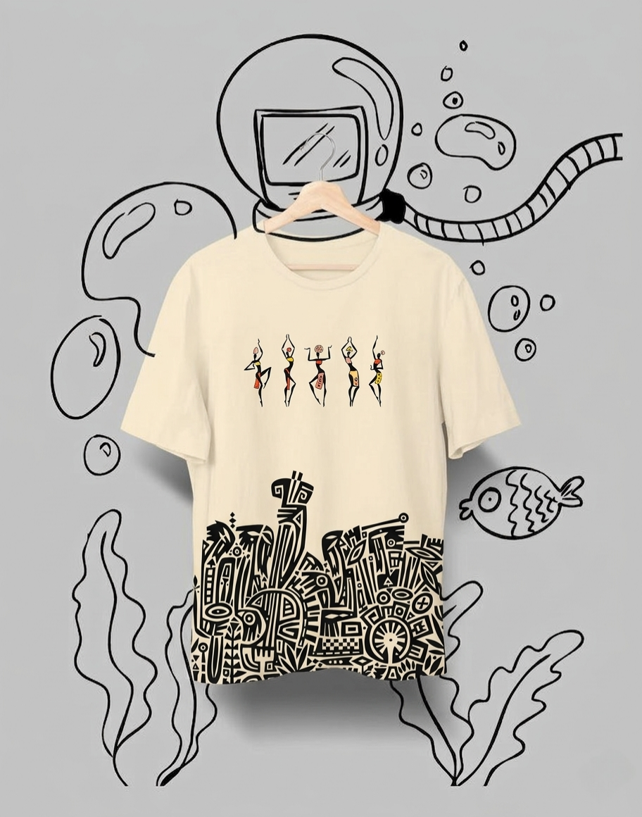 Tribal dance oversized classic off-white t-shirt