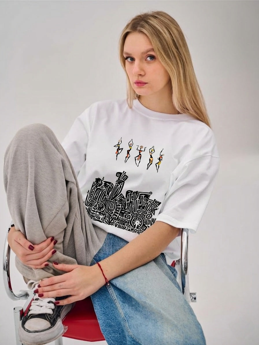 Tribal dance oversized classic white t-shirt