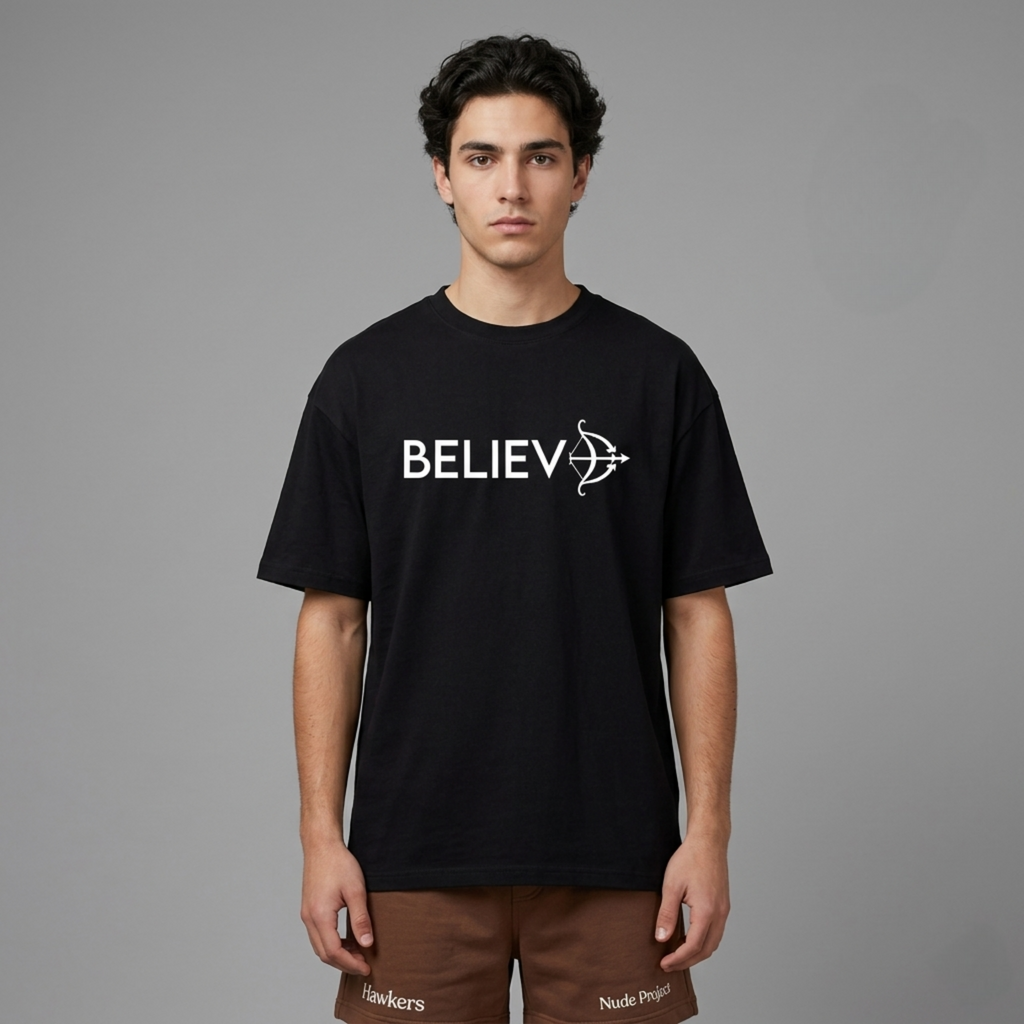 believe Oversized Classic  white T-Shirt