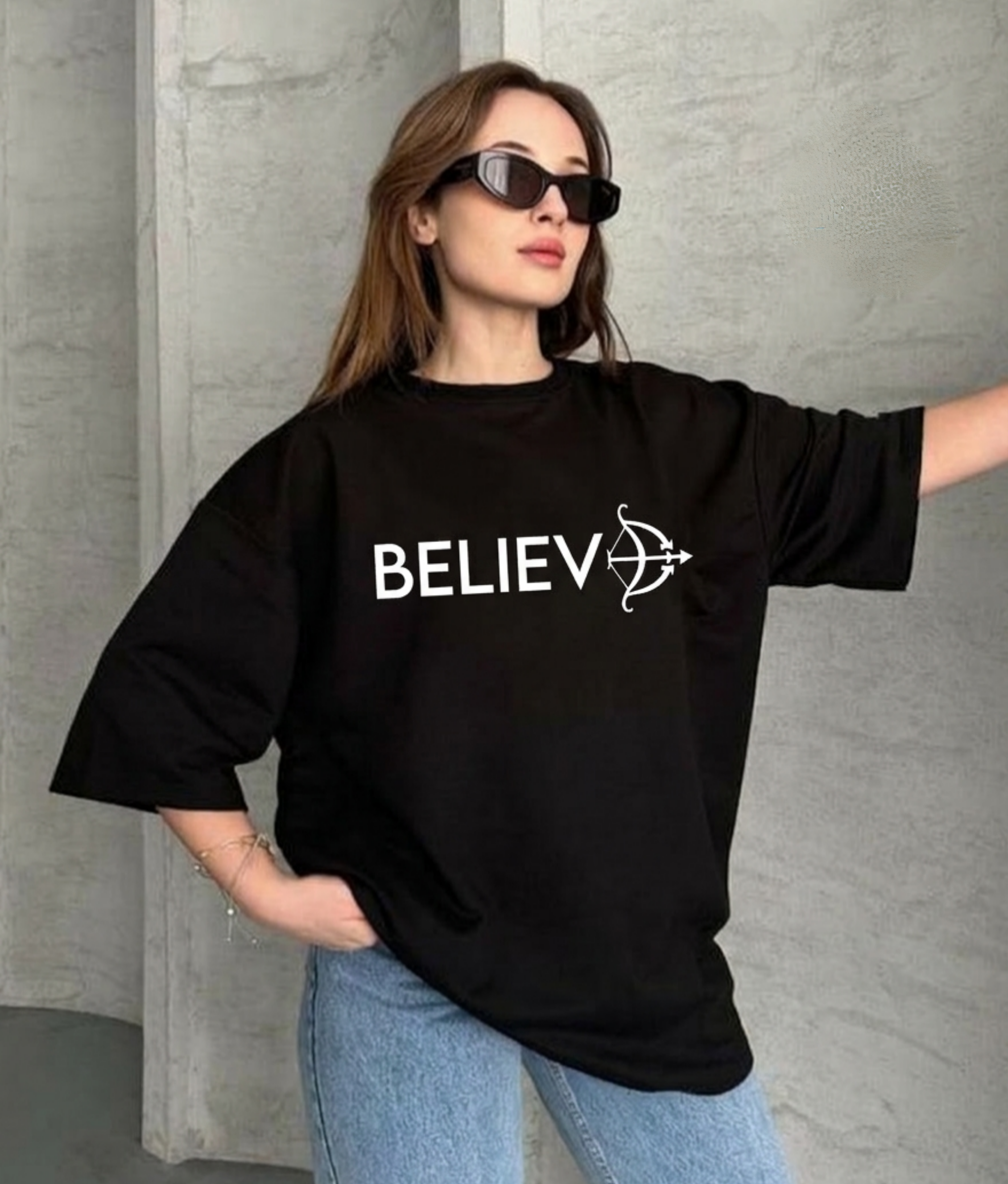 believe Oversized Classic  white T-Shirt