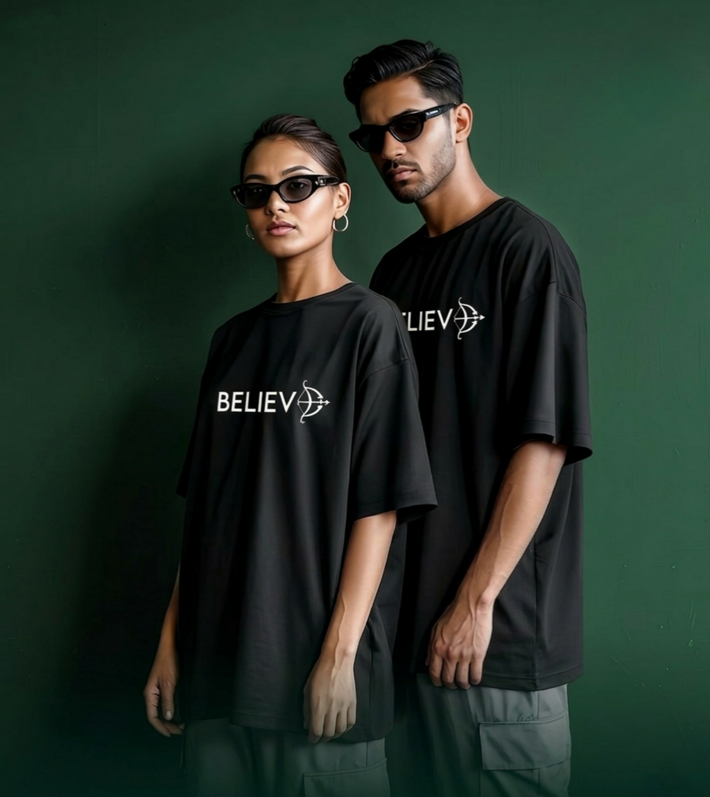 believe Oversized Classic  white T-Shirt