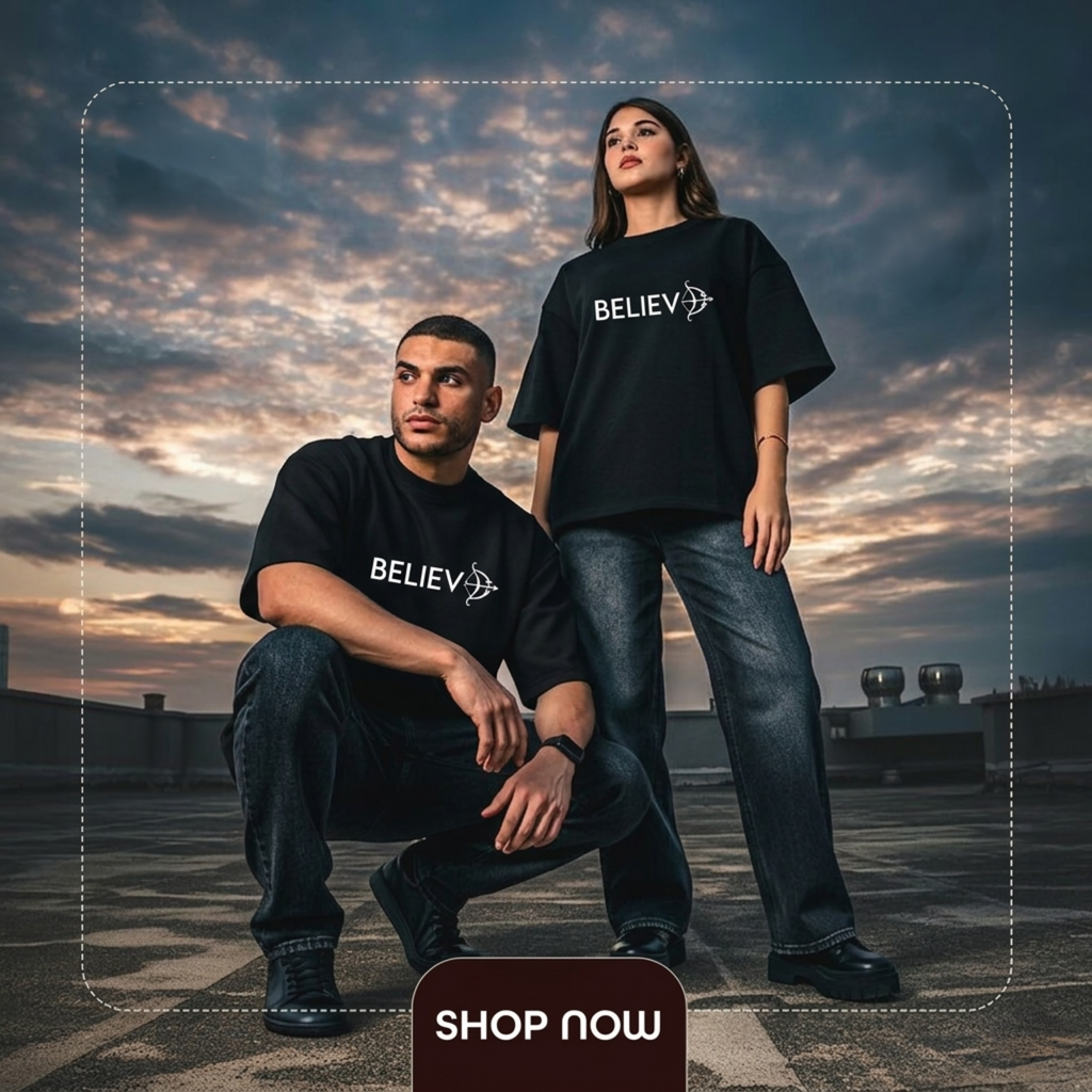 believe Oversized Classic  white T-Shirt