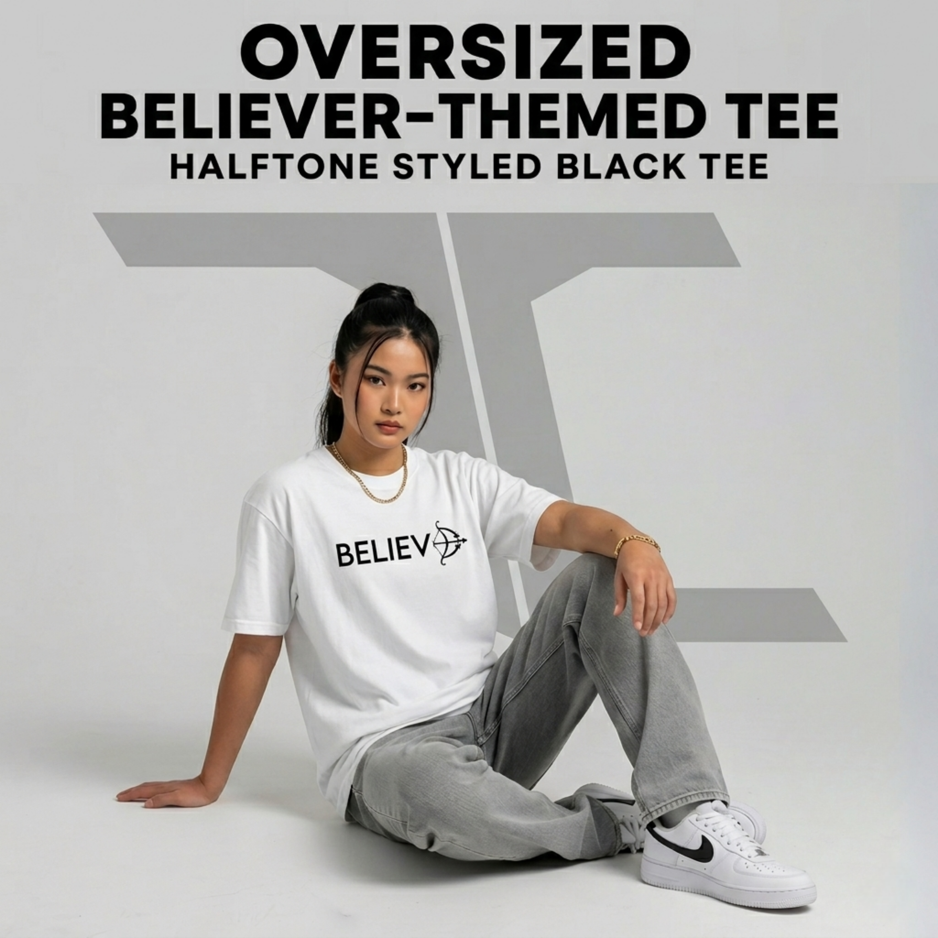 Believe Oversized Classic  white T-Shirt