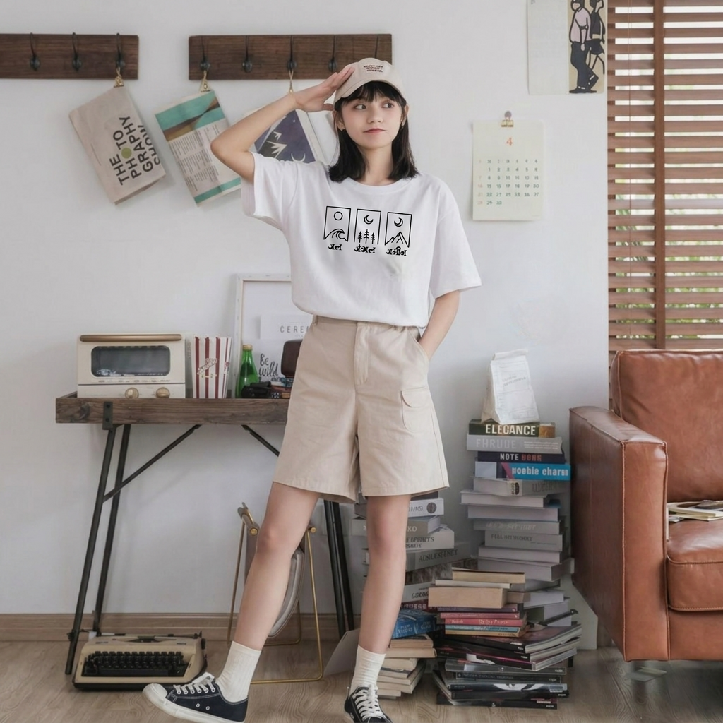 Adivibe J3 Oversized Classic white T-Shirt
