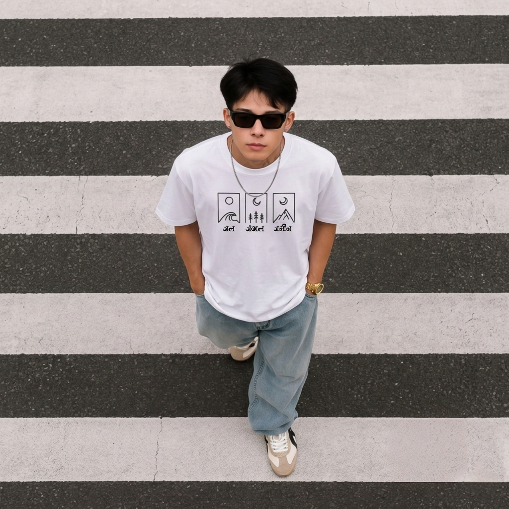 Adivibe J3 Oversized Classic white T-Shirt