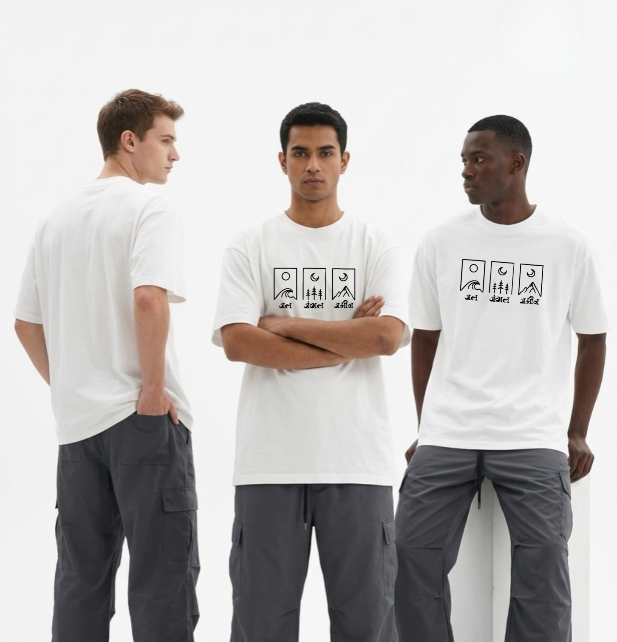 Adivibe J3 Oversized Classic white T-Shirt